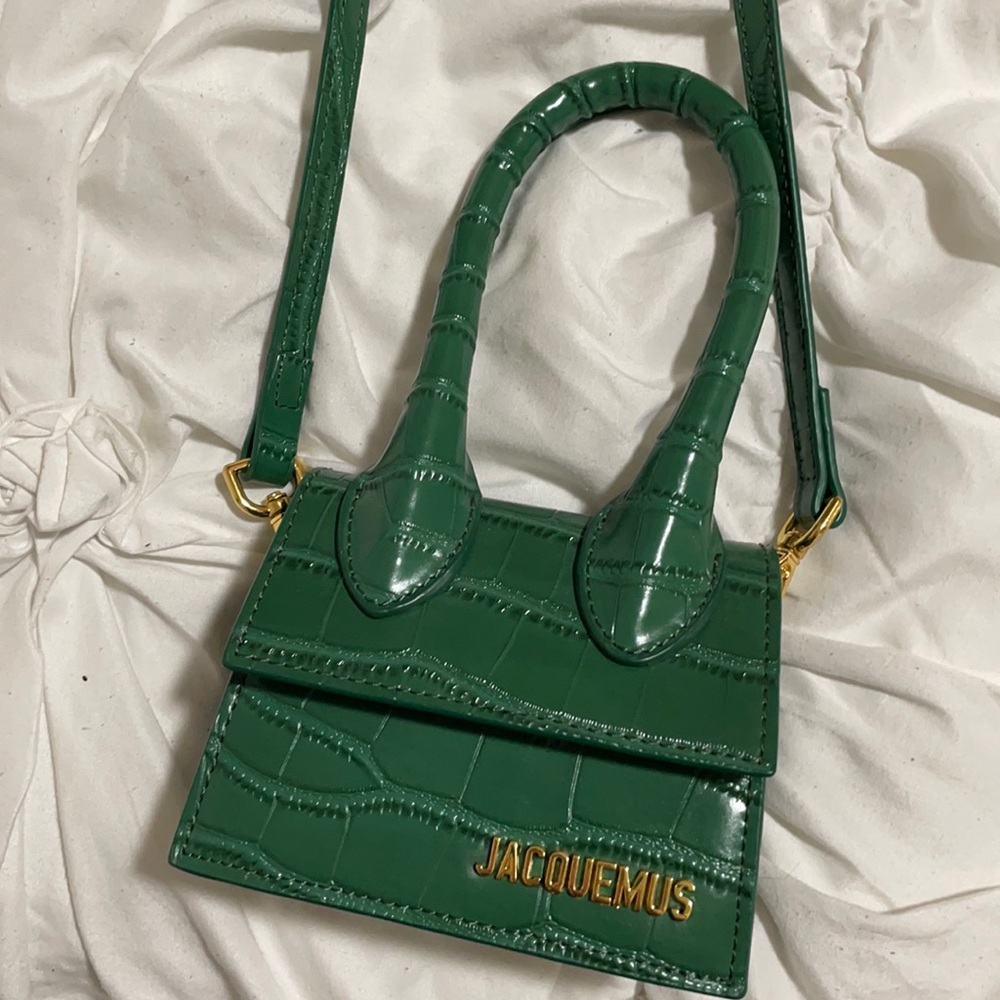 Green Jacquemus le chiquito inspired bag w strap